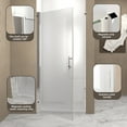 thumbnail image 5 of Shower Door 32"x 72" Pivot Shower Door, Brushed Nickel Aluminum Frame, Half Frame ,1/4"(6mm) Tempered Glass Explosion Proof Film,Glass Shower Door, 5 of 25