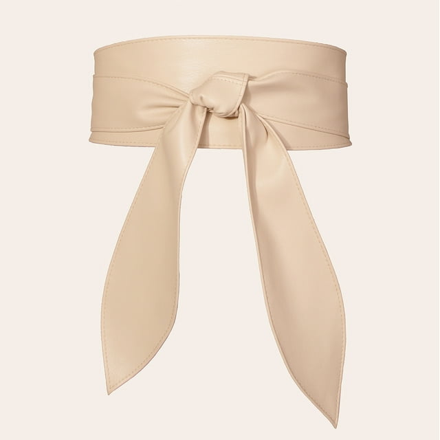 Namzi Cinturón ancho de mujer de talla grande, estilo envolvente, con nudo, ideal para vestidos (beige).