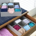 thumbnail image 3 of Household Essentials Drawer Organizer Tray 2 Pack, 9 Square Compartment, Sturdy with Fabric Cover, Gray, 3 of 5