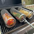 thumbnail image 1 of Rolling Grilling Basket, Stainless Steel Wire Mesh Cylinder Grill Basket, Bbq Rolling Grill Basket For Outdoor Camping Picnic, 1 of 3