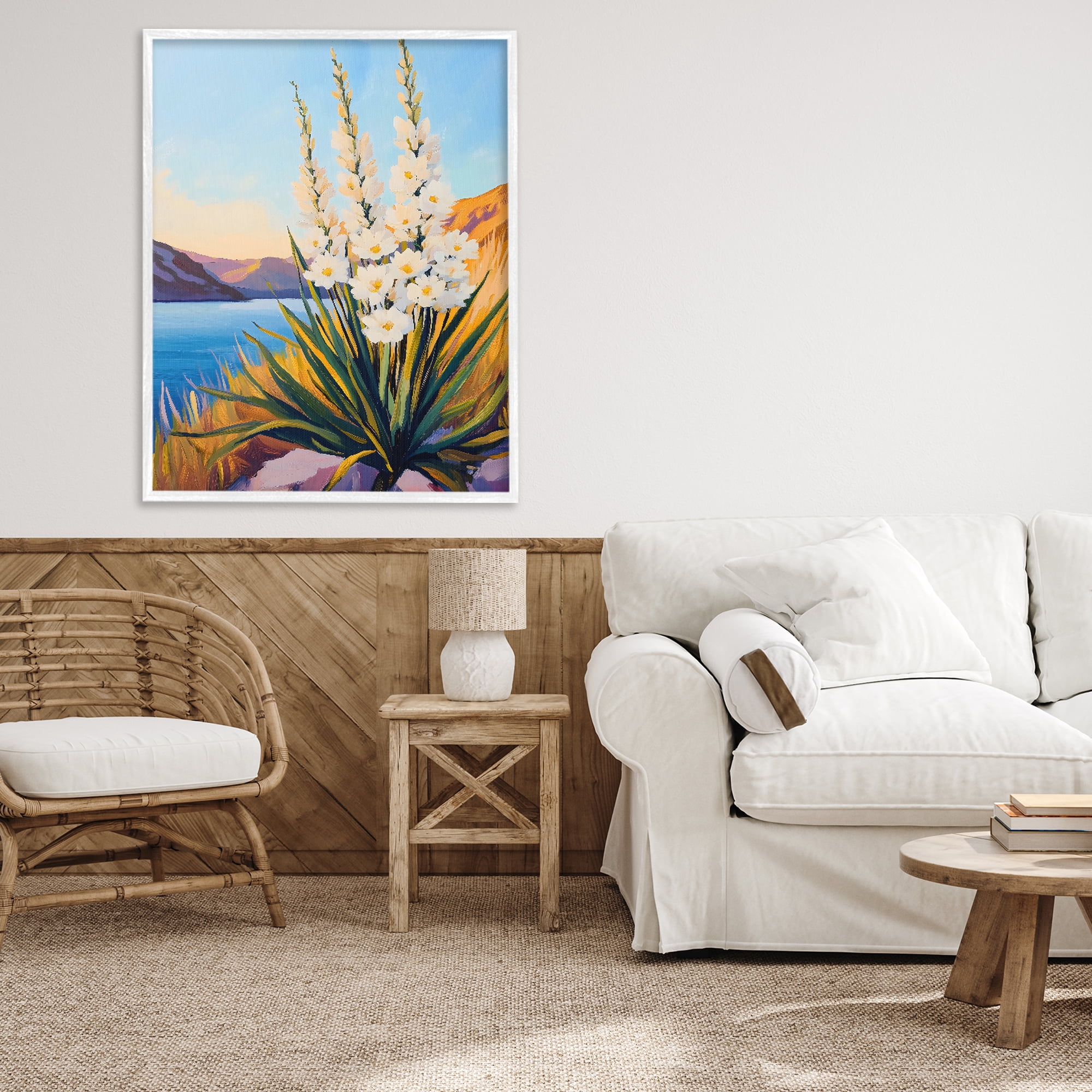 Stupell Industries Yucca in Bloom By The Lake White Framed Giclee Art, design by The Prints Vibe