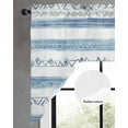 thumbnail image 3 of Blue White Stripe Kitchen Curtains Swag Valance for Windows/Bathroom/Cafe, Modern Abstract Geometric Stripes Rod Pocket Drape Panel Swag Curtain Valance for Bedroom/Living Room 55''x36'', 3 of 6