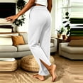 thumbnail image 4 of Gytharion Women's Elastic Waist Pants Solid Color Casual Straight Leg Pants with Pockets Fashion Split Hem Stretchy Trousers, 4 of 5