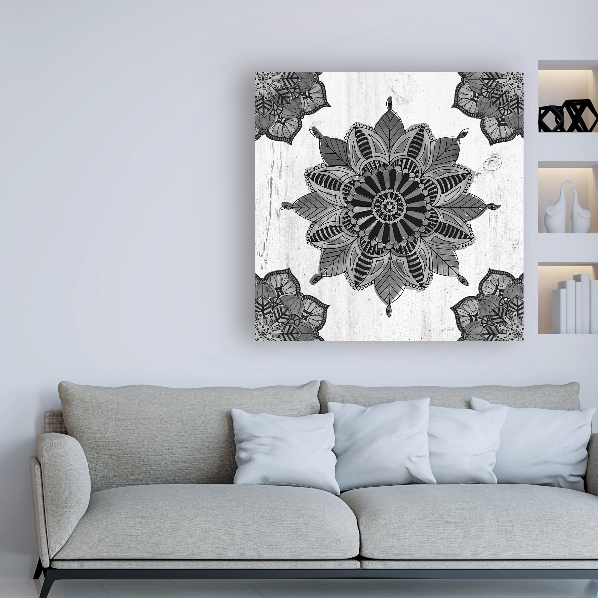 Trademark Fine Art 'Mandala Morning VI BW' Canvas Art by Anne Tavoletti