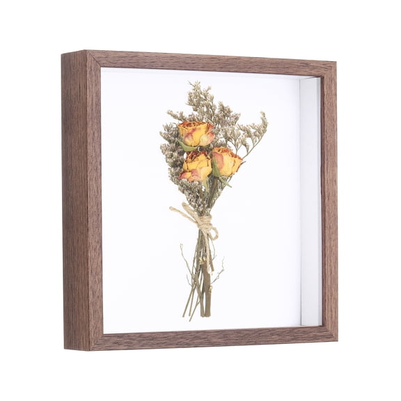 Uxcell 10x10" Shadow Box Display Frame, 3cm Deep Photo Shadow Box Wooden Display Case Wall Mount & Tabletop Display for DIY Photos Flowers Memorabilia Wedding Birthday, Walnut Color
