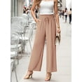 thumbnail image 2 of GIRUNS Women's Wide Leg Pants High Waist Adjustable Knot Casual Loose Trousers With Pockets Business Work Casual Pants Khaki M, 2 of 6