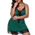 thumbnail image 6 of fheaev Plus Size Lingerie for Women Chemise V-Neck Lace Trim Sleeveless Sleepwear L5 Green, 6 of 9