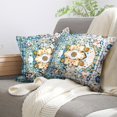 thumbnail image 5 of Boho Pillow Covers 16"x16" Set of 2 Carpet Blue Vintage Throw Pillow Case Soft Square Decorative Pillowcases for Home Decor Sofa Car Living Room, 5 of 6