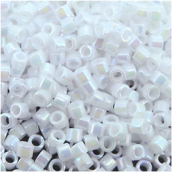 DB202 Miyuki Delica Seed Beads Size 11/0 Opaque White AB Bulk Pack 50 Grams 10,000 Beads