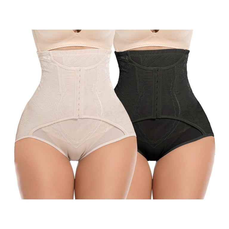 QRIC Women's High Waist Tummy Control Shapewear Waist Cincher Girdle Thong  Panties Hip Lifter Seamless Body Shaper Underwear - Beige (L)