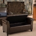 thumbnail image 2 of Dalton Bonded Leather Brown Armed Storage Ottoman, 2 of 4