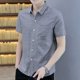 thumbnail image 2 of Camisa y blusa para hombre, ropa de manga corta, estética a rayas, para hombre, corte ajustado, botones, estilo coreano, normal, regular, de diseñador, talla XXL, 2 of 4