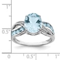 thumbnail image 2 of Primal Silver Sterling Silver Rhodium-plated Diamond and Light Swiss Blue Topaz Ring, 2 of 4
