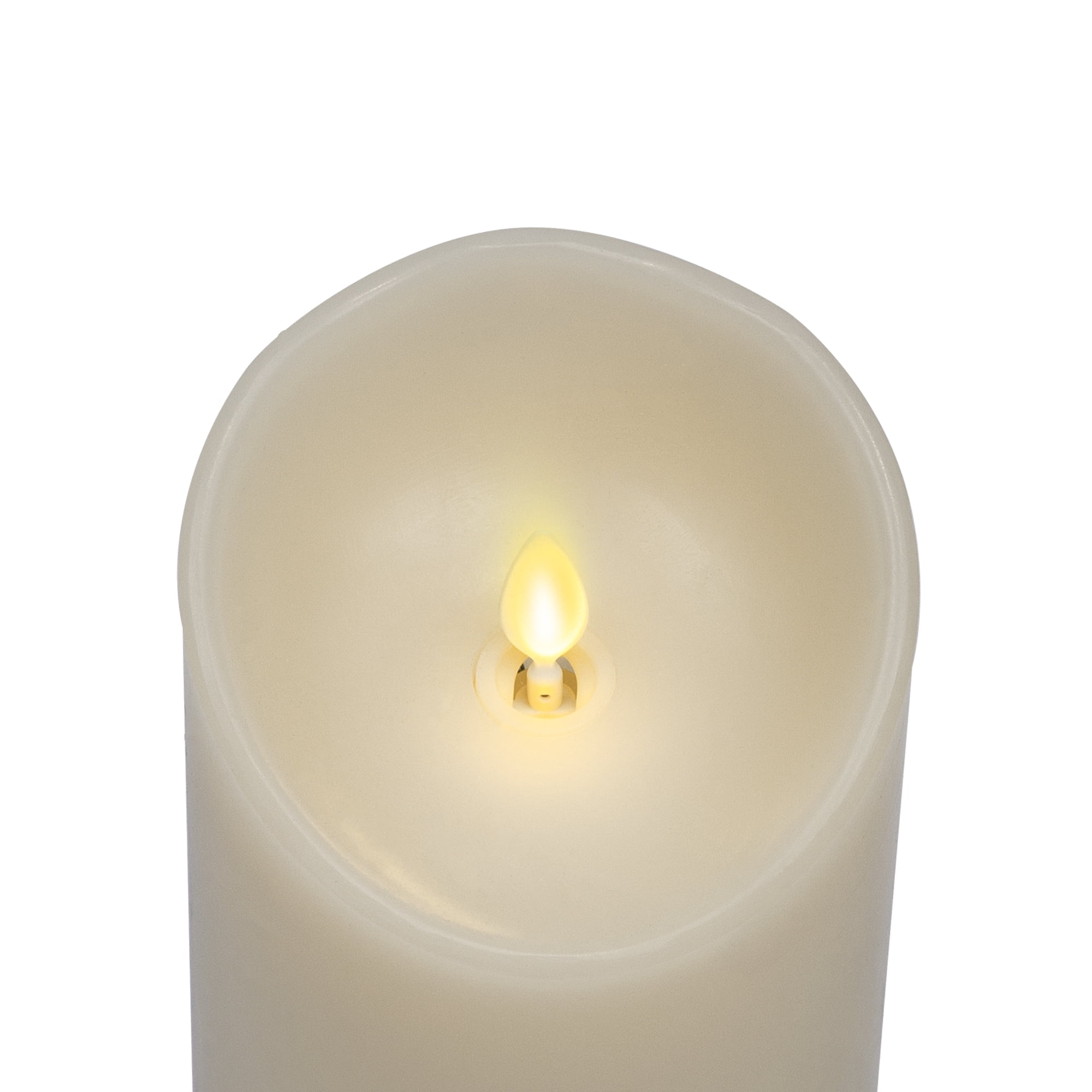 Luminara - Ivory Flameless Candle Pillar - Scallop Top Unscented - 3.5" x 7.0"