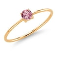 thumbnail image 2 of Gem Stone King 10K Yellow Gold Pink Lab Grown Diamond Solitaire Engagement Ring for Women (0.18 Cttw, Round 3.5MM, Gemstone April Birthstone, Size 9), 2 of 4