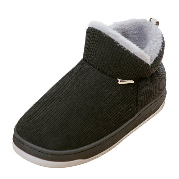 Cathalem Shoes Men Adult Male Snow Boots for Young Men Color Suede Cotton Slippers Warm Thick SToled Short Cotton Boots Work Shoes Wide Black 11