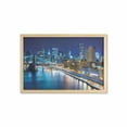 thumbnail image 1 of Landscape Wall Art with Frame, View of Famous New York City Manhattan Bay Harbour at Night and Skyscrapers Print, Printed Fabric Poster for Bathroom Living Room, 35" x 23", Multicolor, by Ambesonne, 1 of 2