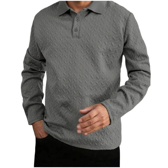 Erwazi Chemises de Golf pour Hommes à Manches Longues, Boutonnées, Décontractées, en Jacquard, à Col pour Hommes