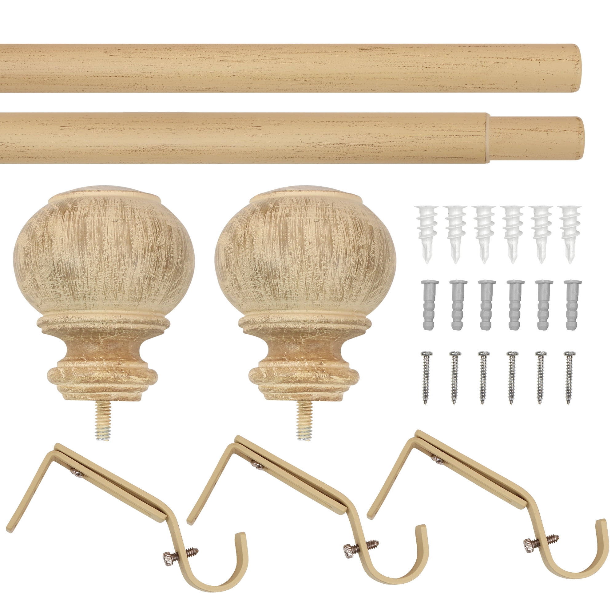 Better Homes & Gardens 1 in. Natural Wood Poly Single Curtain Rod, 42-120"