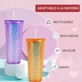 thumbnail image 5 of Vaso Textura cadena doble pared 700 ml con popote Tornasol Rosa, 5 of 5