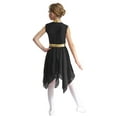 thumbnail image 3 of Miutii Girls Lyrical Praise Dance Outfits 2pcs Shiny Metallic Sleeveless Asymmetrical Hem Dress with Pants Modern Dance Set Black 6, 3 of 6