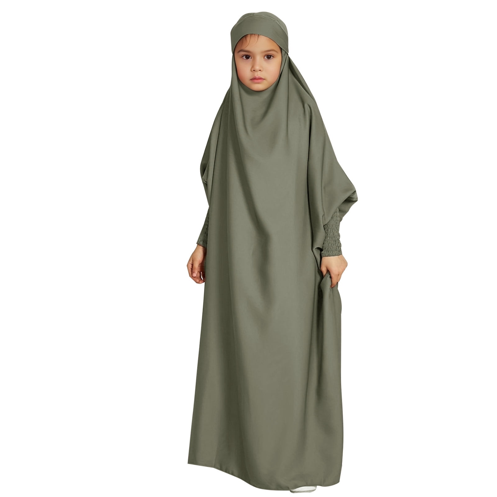 silver grey mother of the bride dresses uk Women's Grey Abaya Burqa with Matching Hijab – Nabia main image 1