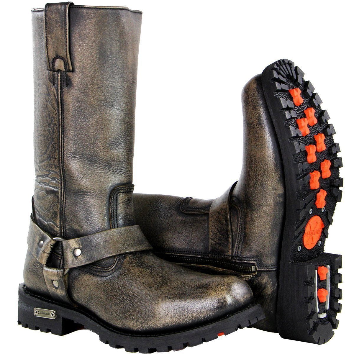 14 Xelement 1436 Mens Black Short Harness Motorcycle Boots