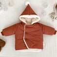 thumbnail image 5 of DJDLJWCJ Boys Winter Coat Fleece Lined Thicken Warm Jacket Solid Color Button Comforty Down Jacket Brown Size 2T, 5 of 5