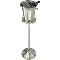 Ice Bucket with Stand Champagne Ice Bucket for party Stainless Steel Standing Champagne Ice Bucket Ice Cube Container Chiller Wine Bucket on Stand for Beer Bar BBQ Wedding KTV Club Kitchen
