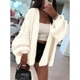 thumbnail image 4 of Women'S Oversized Cardigan Sweaters Fall Long Lantern Sleeve Knit Open Front Sweater White L, 4 of 10