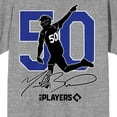 thumbnail image 2 of Mookie Betts silhouette, Number 50, signature and logo on Athletic Heather Short Sleeve Adult T-Shirt-XS, 2 of 3