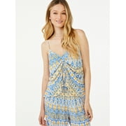 Scoop Women's Printed Cami with Peplum Hem