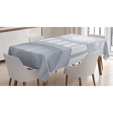 Ambesonne Futuristic Tablecloth Rectangular Table Cover, Picture Gallery 3D, 60"x90", White Coconut