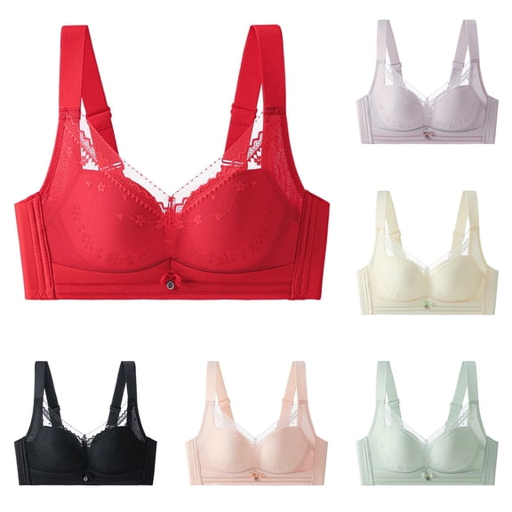 New summer arrivals SMihono Women's No Underwire Lace Bras Full Coverage Adjustable Straps Lifting Bralette Solid Color Stretch Breathable Bras Beige M