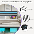 thumbnail image 3 of Chuangshuo Guard Queen Size Bed Frame with LED Storage Headboard Shelf, Noise-Free, Metal Platform Bed, Black, 3 of 7