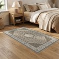 thumbnail image 2 of ODIKA 5'x7' Beige Brown Ornate Vines Design Washable Area Rug Intricate Floral Motifs with Elegant Borders Non-Slip, Low Pile, Stain Resistant for Guest Room, Lounge, Apartment, 2 of 7