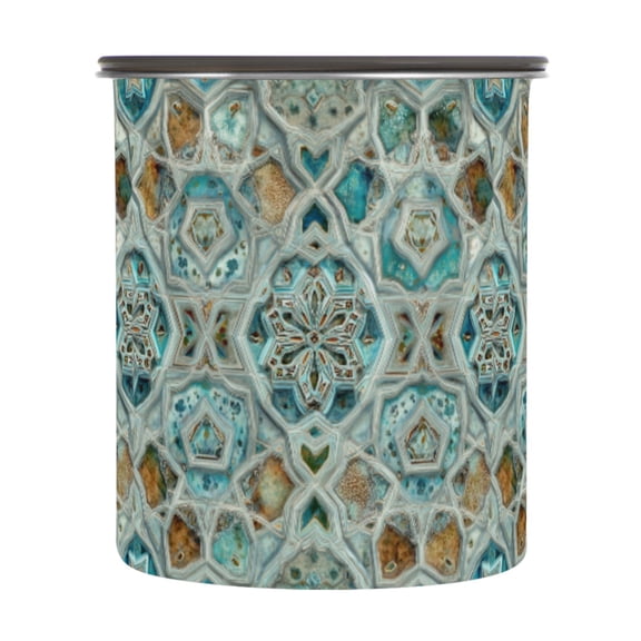 500ml Stainless Steel Food Storage Containers Intricate Pastel Blue Pattern Airtight Kitchen Canisters with Vacuum Lid for Coffee Tea Flour Sugar Grains
