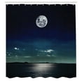 thumbnail image 3 of Ambesonne Ocean Shower Curtain, Full Moon in the Sea, 69"Wx70"L, Black Navy, 3 of 5