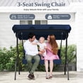 thumbnail image 5 of Topbuy 3-Person Swing Chair Porch Swing Seat with Adjustable Canopy Removable Cushion & Stable Metal Frame Outdoor Hanging Swing Glider Lounge Chair for Garden Yard Balcony Navy, 5 of 10