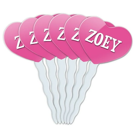 Zoey Heart Love Cupcake Picks Toppers - Set of 6