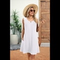 thumbnail image 4 of Vestido de Verano para Mujer, Color Liso, Cuello Redondo, Plisado, Sin Mangas, con Bolsillos, , Talla XXL, 4 of 9