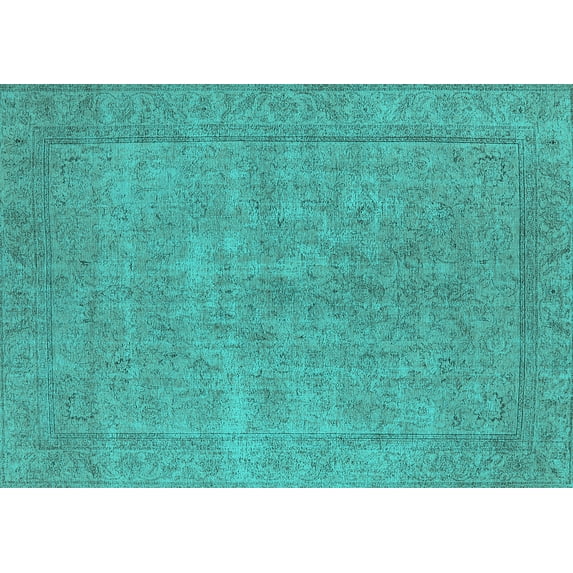 Ahgly Company Indoor Rectangle Oriental Turquoise Blue Industrial Area Rugs, 8' x 10'