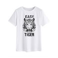 thumbnail image 1 of T-Shirt à Manches Courtes Imprimé Graphique Tigre Lettre Facile pour Femmes, 1 of 5