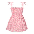thumbnail image 2 of ITFABS Robe à Bretelles Imprimée Florale d'Été pour Filles, Col Bateau, Lacée, 2 of 8