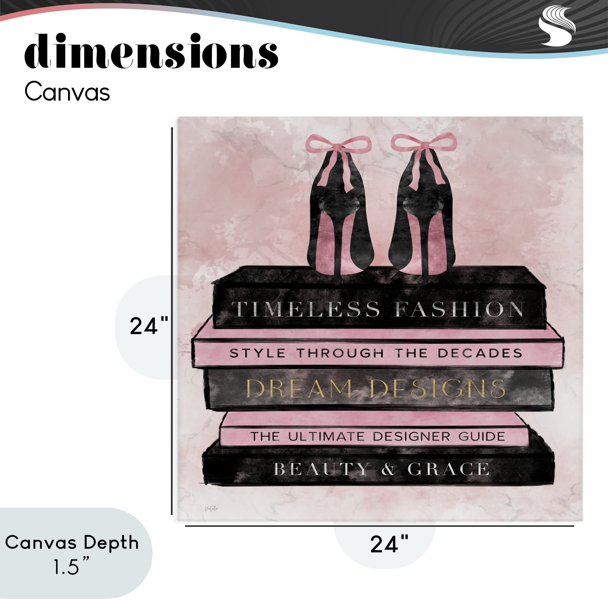 Stupell Industries Blush Fashion Book Stack Canvas Wall Art, design by Natalie Carpentieri
