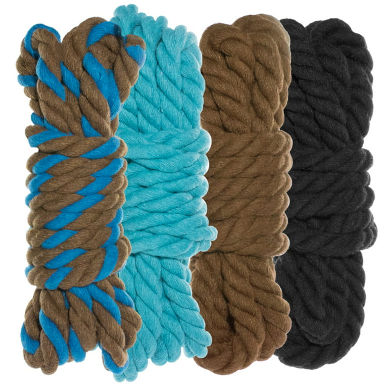 Twisted 3 Strand Natural Cotton Rope 40 and 100 Foot Kits in 1/4 Inch and  1/2 Inch - Soft Knot Tying Artisan Cord Decorative Crafting - Assorted  Colors 