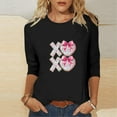 thumbnail image 3 of BLTIBY Valentines Day Shirts for Women Love Heart Printed Crew Neck 3/4 Sleeve Tshirt Holiday Loose Fit Casual Pullover Tops Black 2 XL, 3 of 6