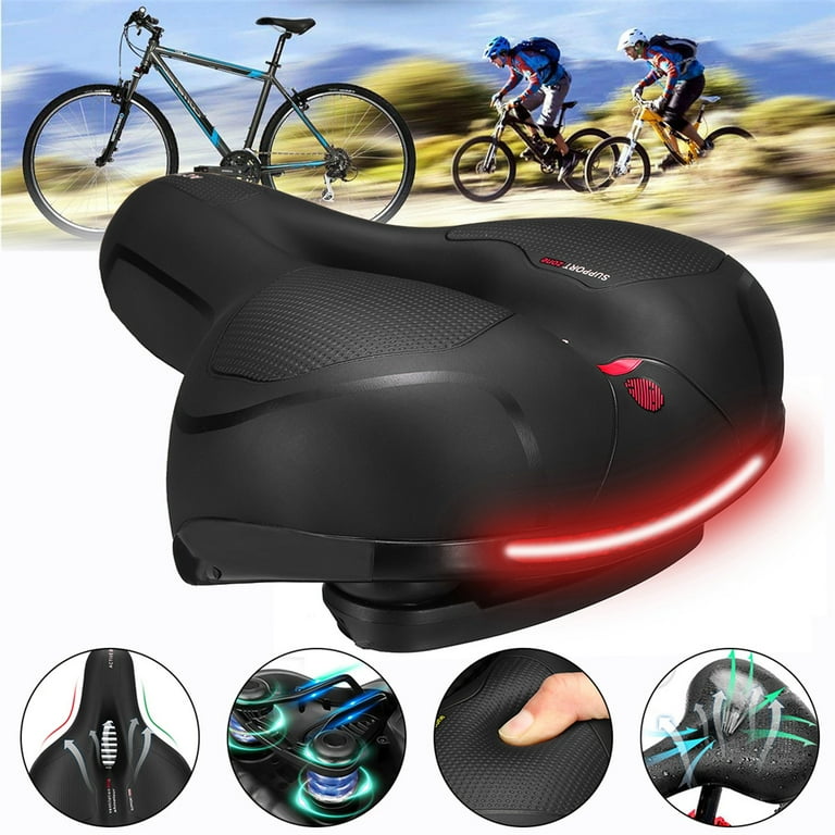 Comfort Bike Seat Extra Wide Gel Cruiser Soft Bicycle Saddle W Reflection Bar