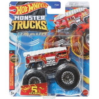 Hot Wheels Monster Trucks 1:64 Scale 5 Alarm White, Includes