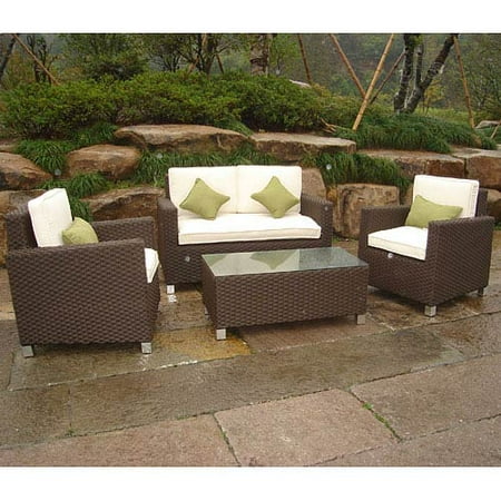 DaVinci 4-Piece Cushioned Wicker Deep Seating Chat Set